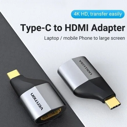 Vention Adaptador USB Tipo-C Macho a HDMI Hembra 4K TCAH0 Gris